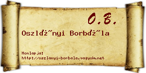 Oszlányi Borbála névjegykártya